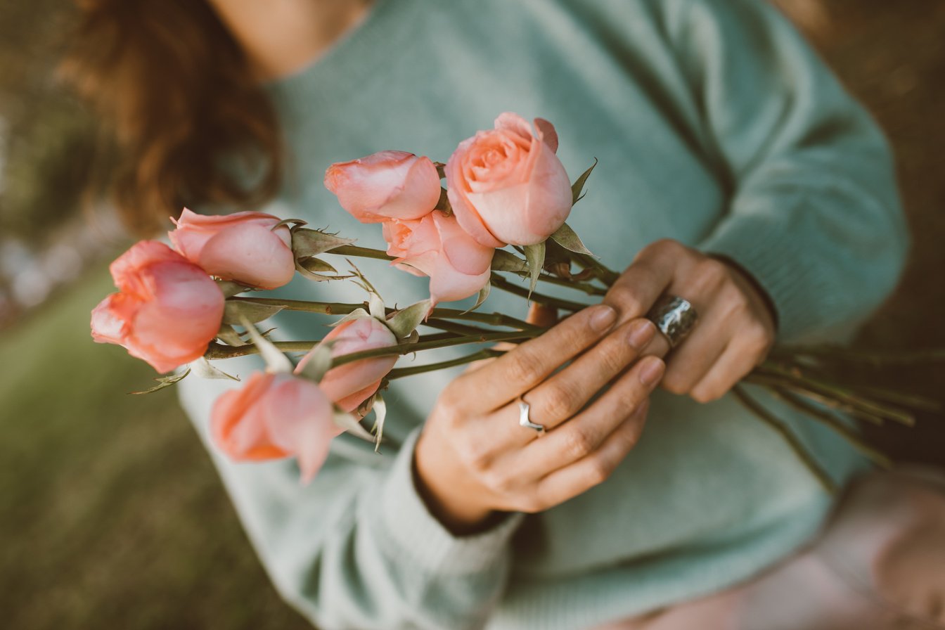 Woman Holding Roses